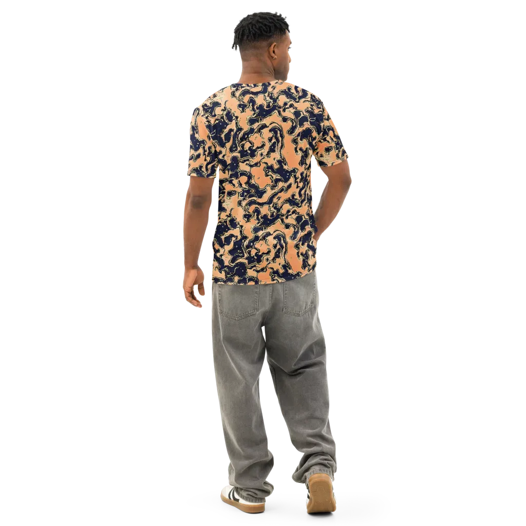 Apricot Ink on Men's Cotton Crew Neck T-Shirt — Back
