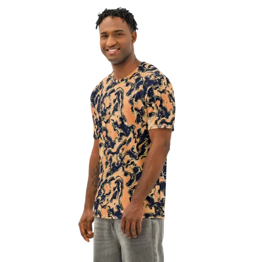 Apricot Ink on a Men's Cotton Crew Neck T-Shirt