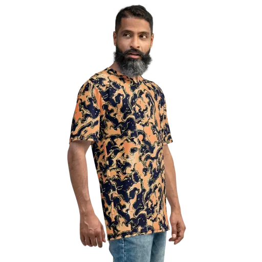 Apricot Ink on a Men's Crew Neck T-Shirt