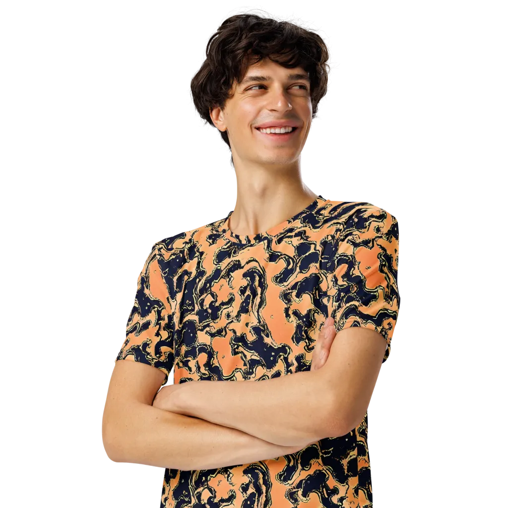 Apricot Ink on Men's Crew Neck T-Shirt — Left Front