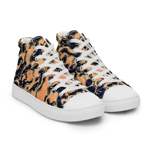 Apricot Ink on a Men's High Top Canvas Shoes