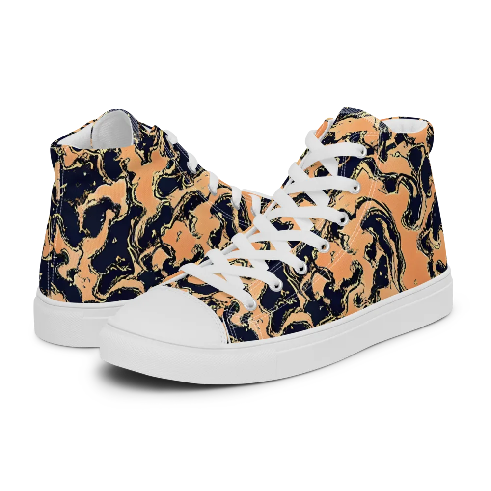Apricot Ink on Men's High Top Canvas Shoes — Left