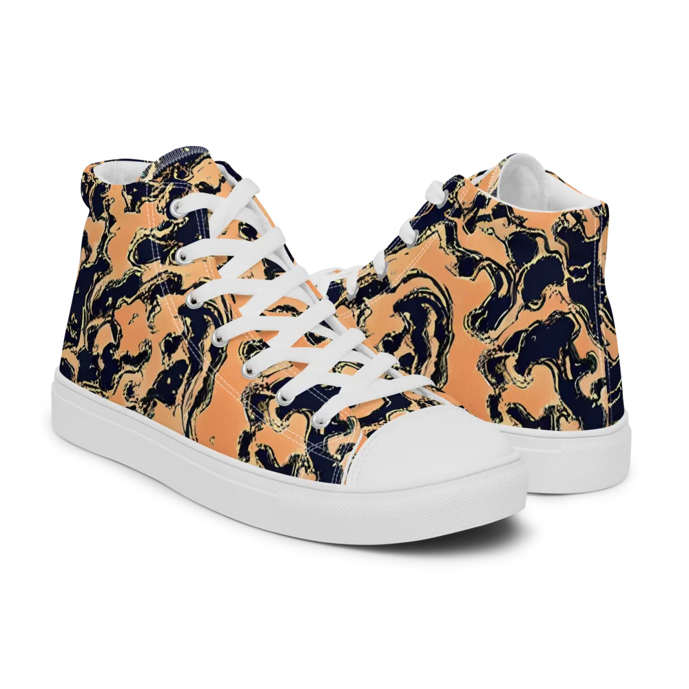 Apricot Ink on Men's High Top Canvas Shoes — Right