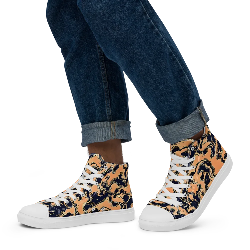 Apricot Ink on Men's High Top Canvas Shoes — Left