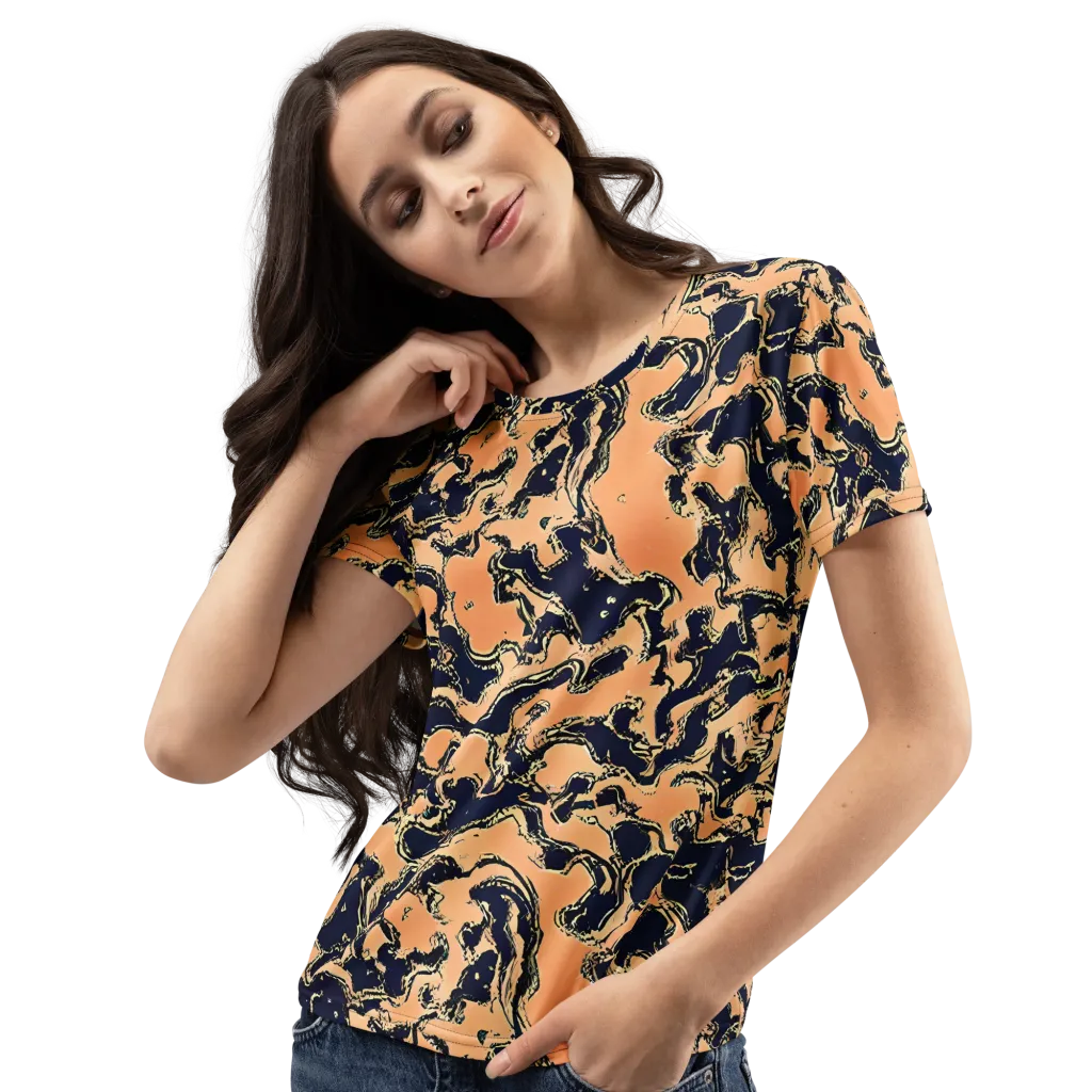 Apricot Ink on Women's Crew Neck T-Shirt — Left Front