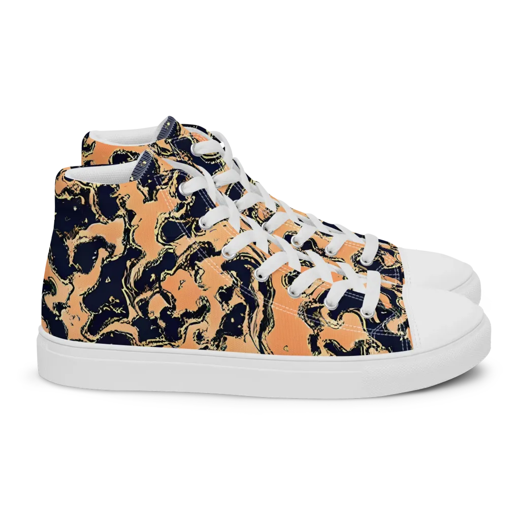 Apricot Ink on Women's High Top Canvas Shoes — Right