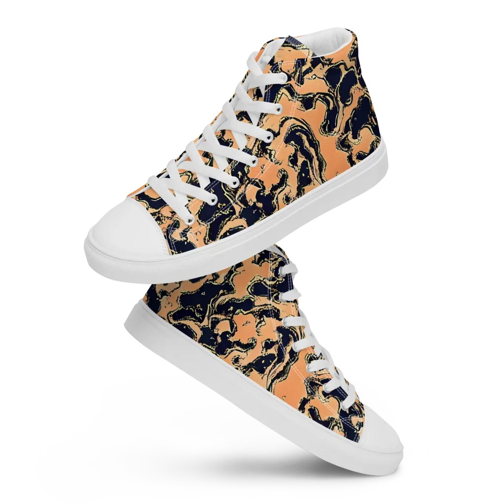 Apricot Ink on Women's High Top Canvas Shoes — Front