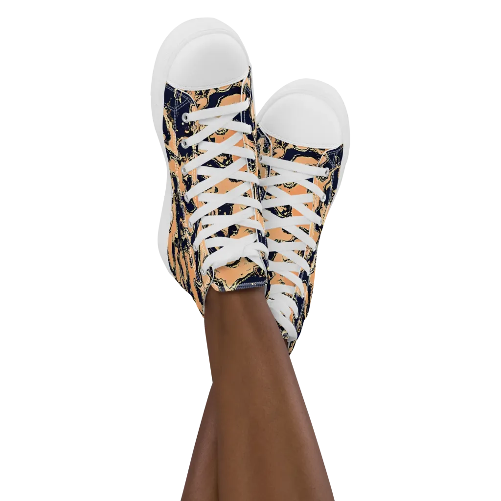 Apricot Ink on Women's High Top Canvas Shoes — Front