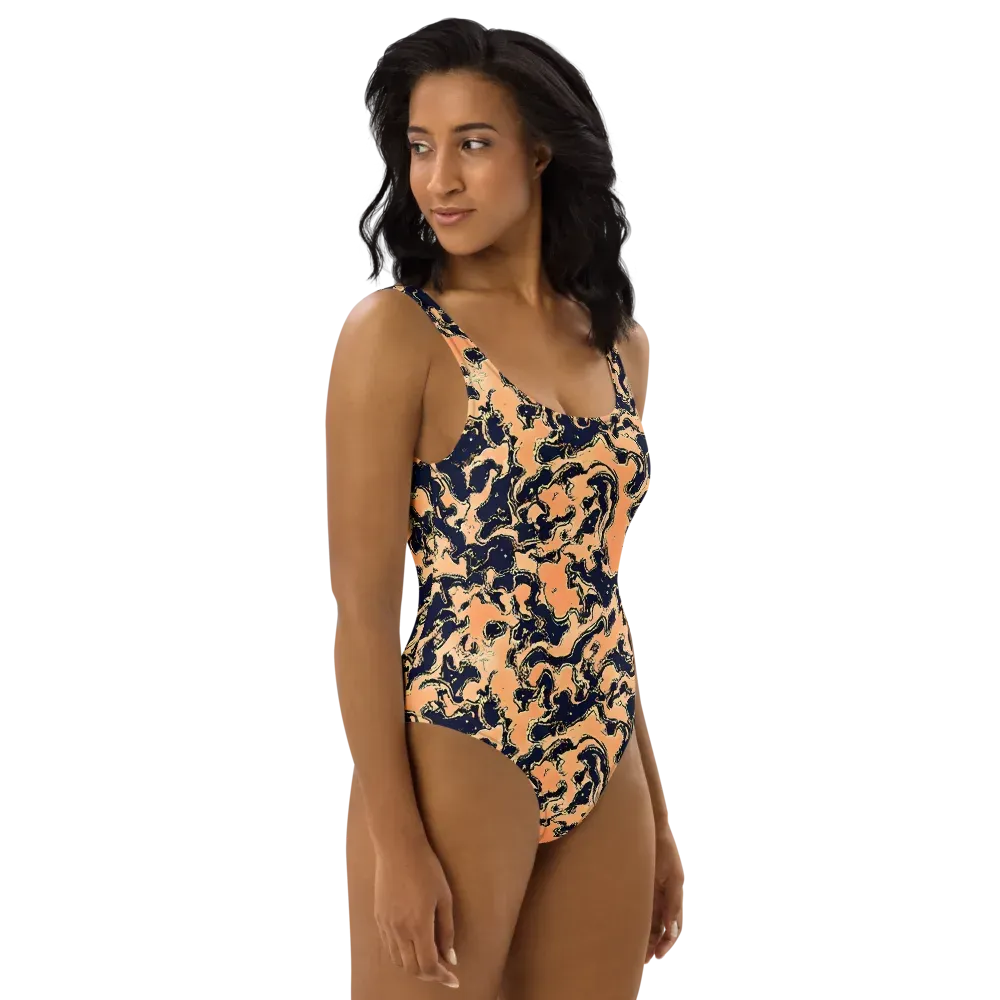 Apricot Ink on One-Piece Swimsuit — Right