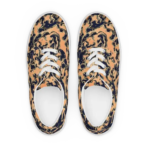 Apricot Ink on a Men's Lace-Up Canvas Shoes