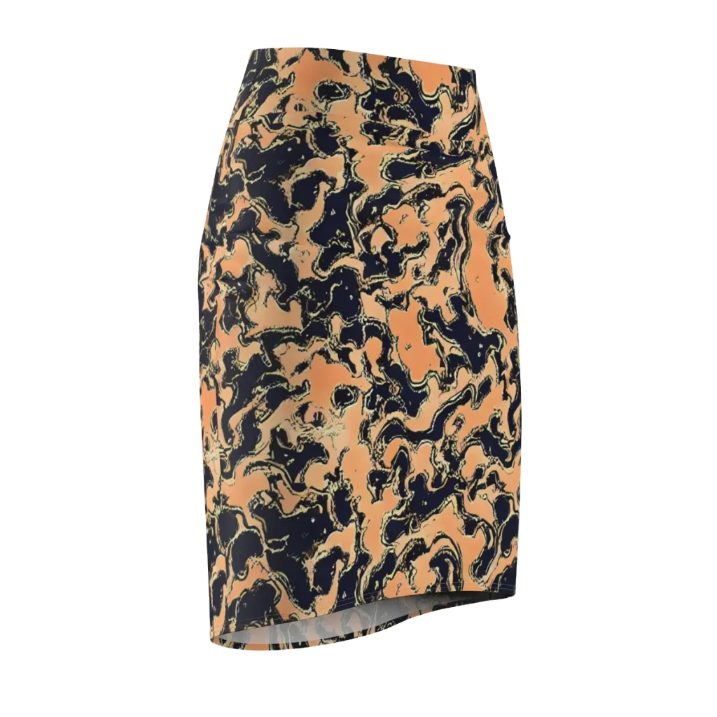 Apricot Ink on Pencil Skirt — Front Side