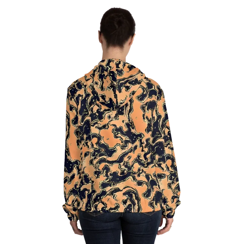 Apricot Ink on Women's Full-Zip Hoodie — Back On Person