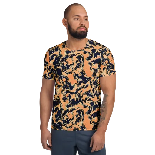 Apricot Ink on a Men's Athletic T-Shirt