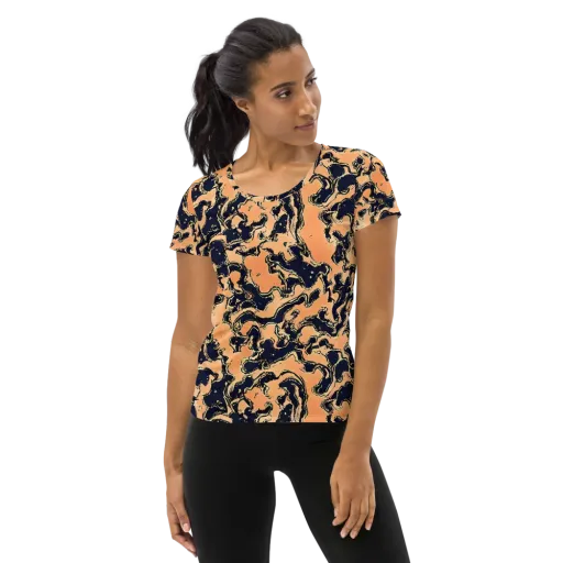 Apricot Ink on a Women's Athletic T-Shirt