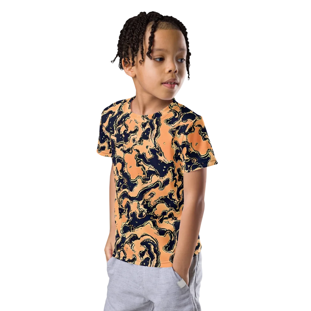 Apricot Ink on Kids Crew Neck T-Shirt — Left Front