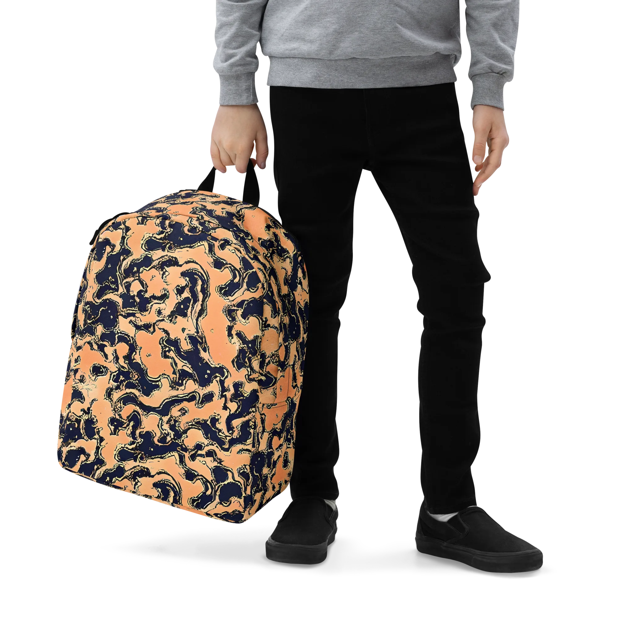 Apricot Ink on Minimalist Backpack — Zoomed-in