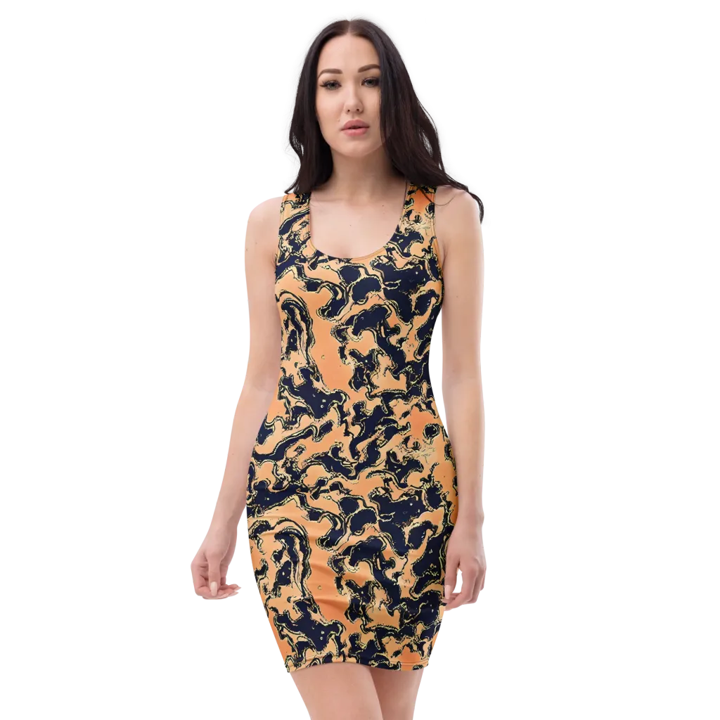 Apricot Ink on Bodycon Dress — Front