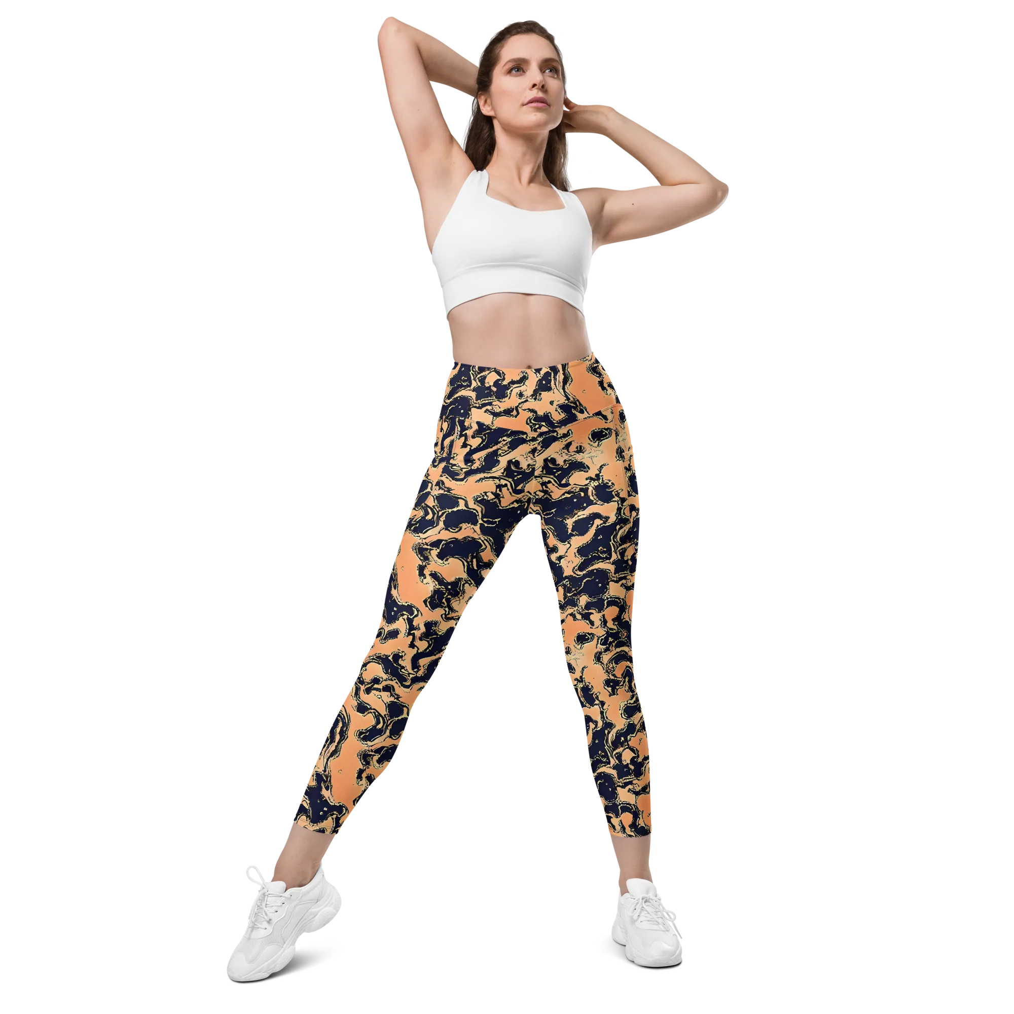 Apricot Ink on Leggings with Pockets — Front