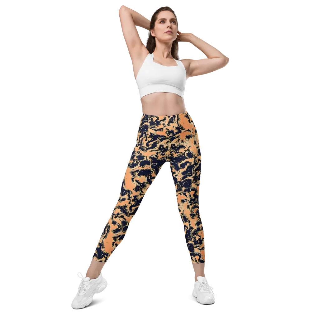 Apricot Ink on Leggings with Pockets — Front