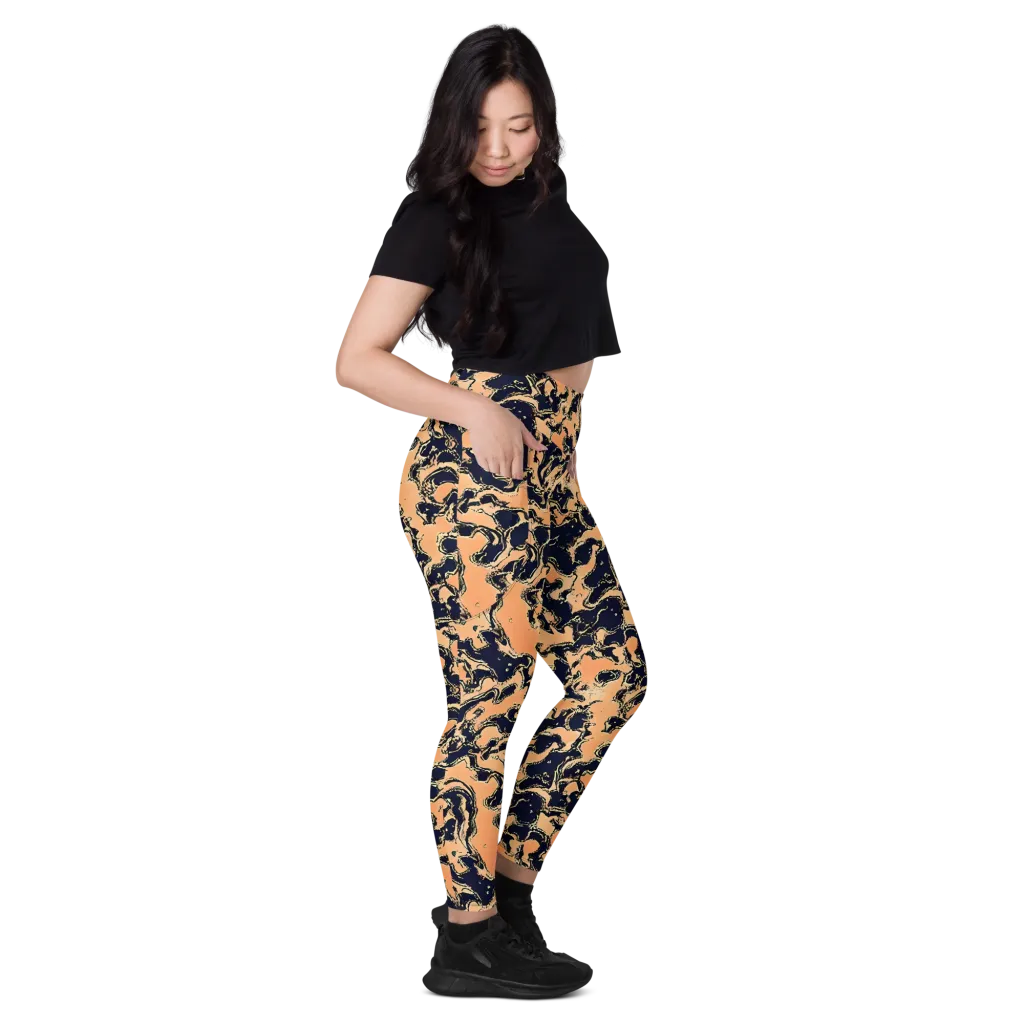 Apricot Ink on Leggings with Pockets — Right