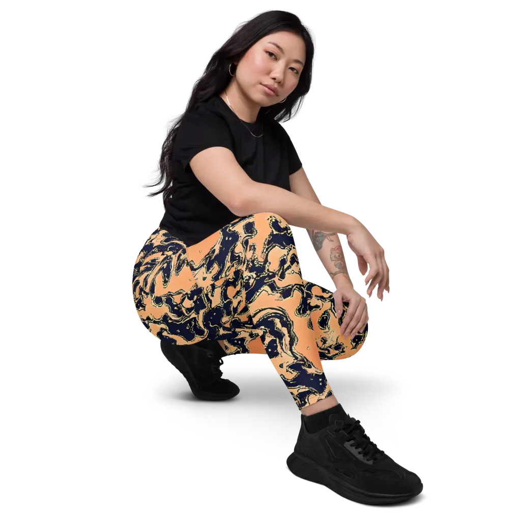 Apricot Ink on Leggings with Pockets — Right Front