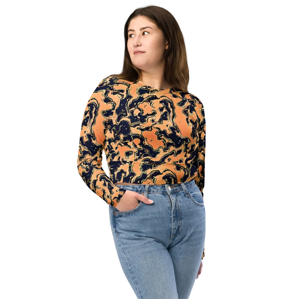 Apricot Ink on Long Sleeve Crop Top — Front