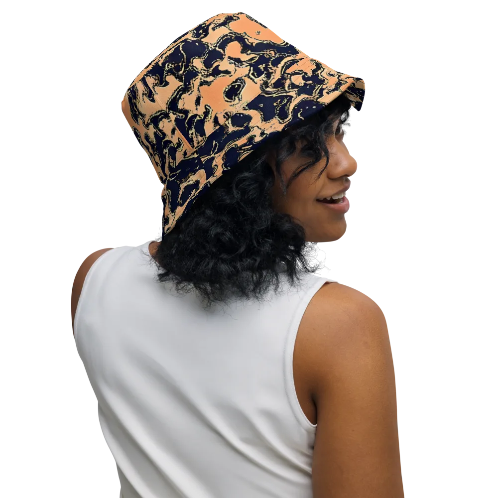 Apricot Ink on Reversible Bucket Hat — Right Outside