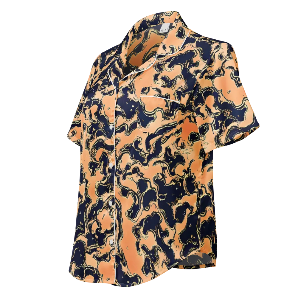 Apricot Ink on Women's Short Sleeve Pajama Top — Left Front