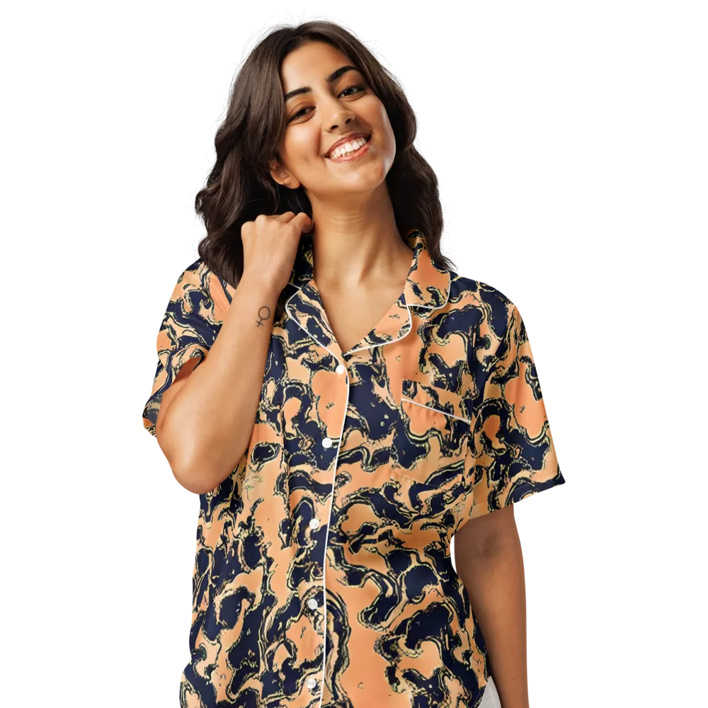 Apricot Ink on Women's Short Sleeve Pajama Top — Front