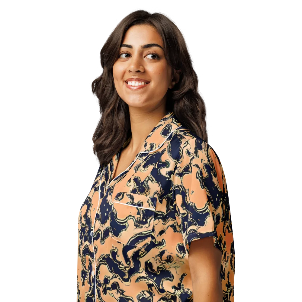 Apricot Ink on Women's Short Sleeve Pajama Top — Left Front