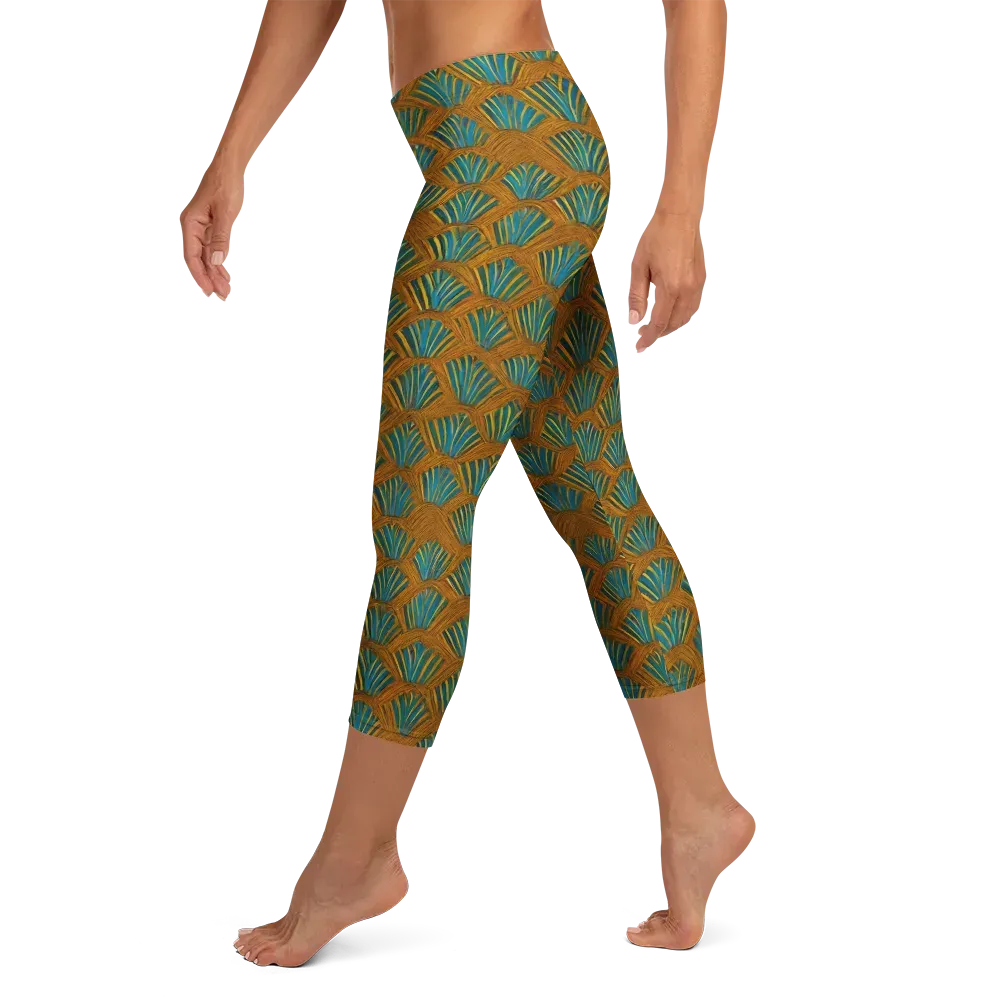 Gilded Fanfare on Capri Leggings — Left