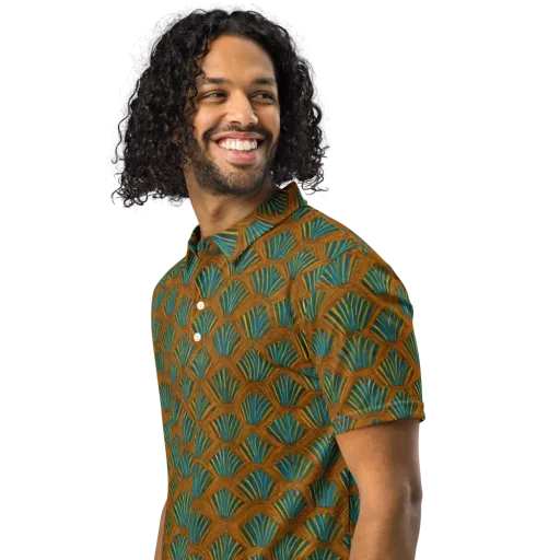 Gilded Fanfare on a Men's Slim Fit Polo Shirt