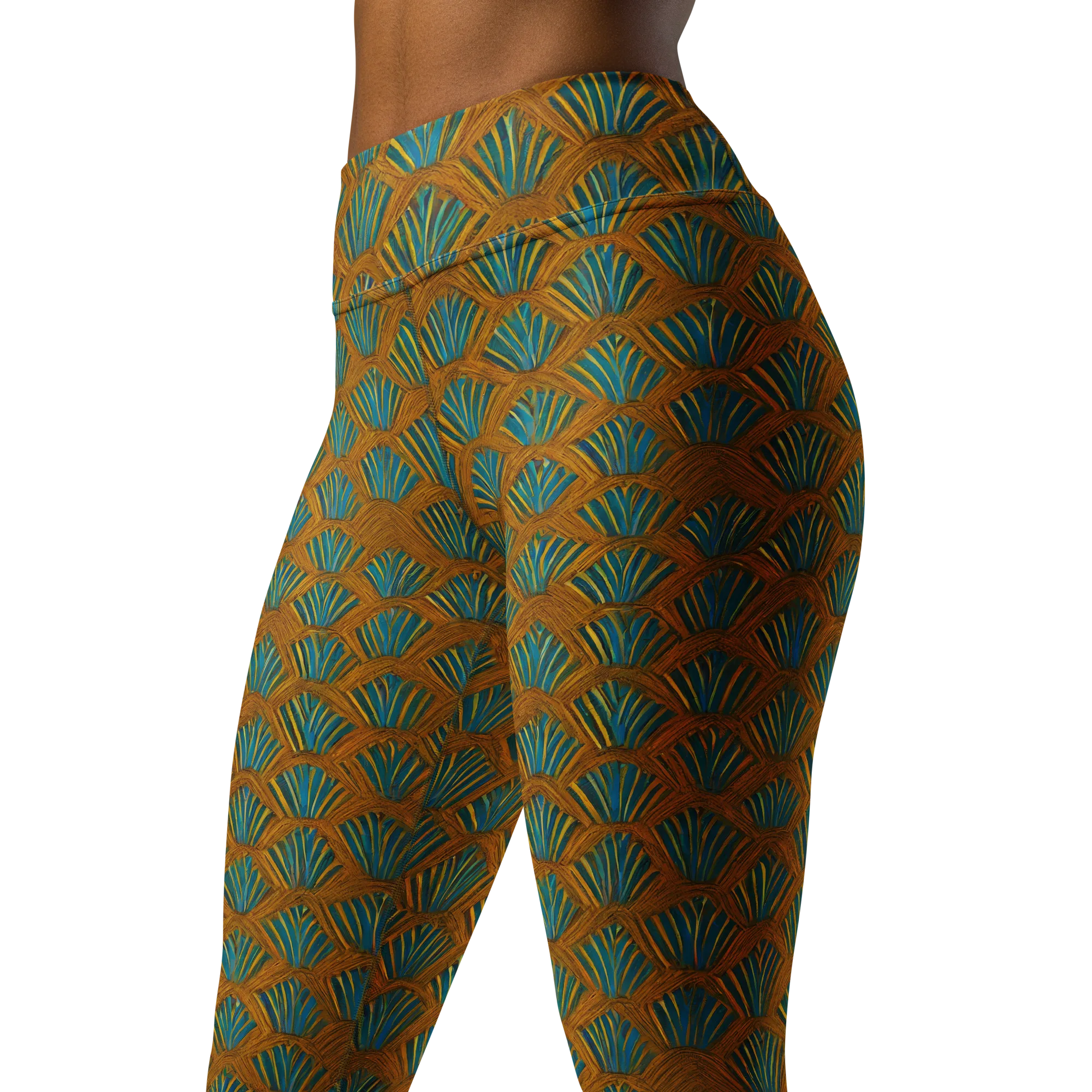 Gilded Fanfare on Yoga Leggings — Left Front
