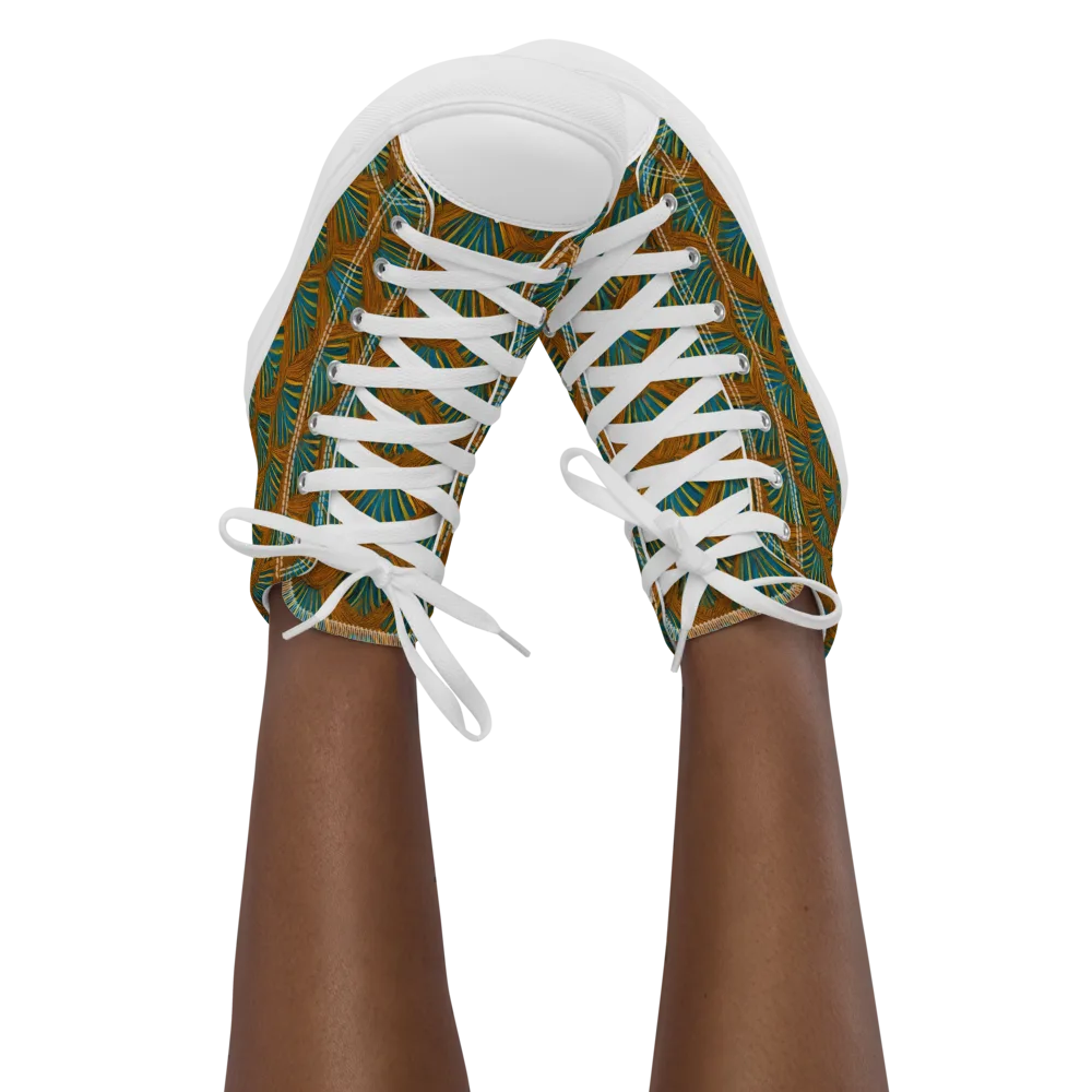Gilded Fanfare on Women's High Top Canvas Shoes — Front