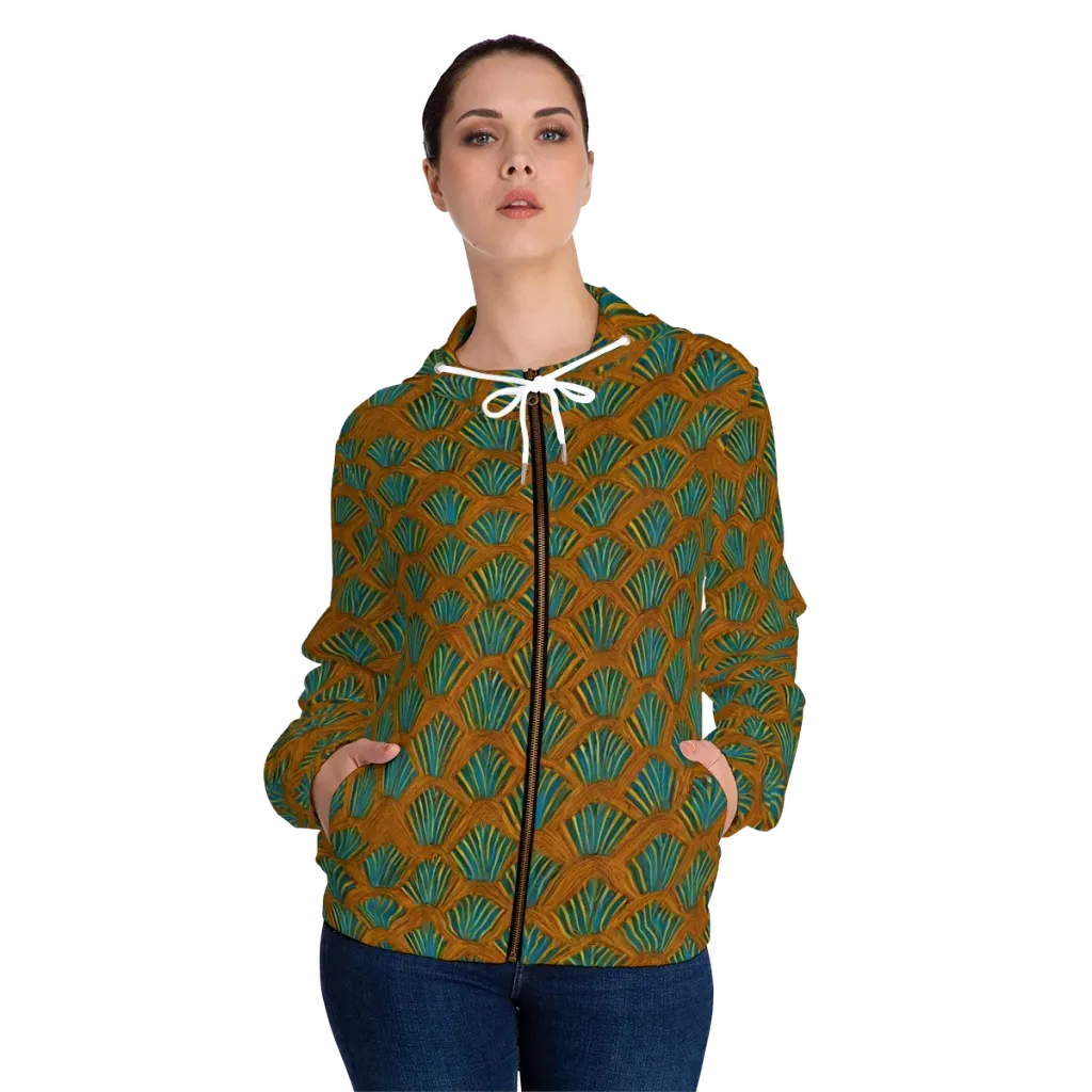 Gilded Fanfare on Women's Full-Zip Hoodie — Front On Person