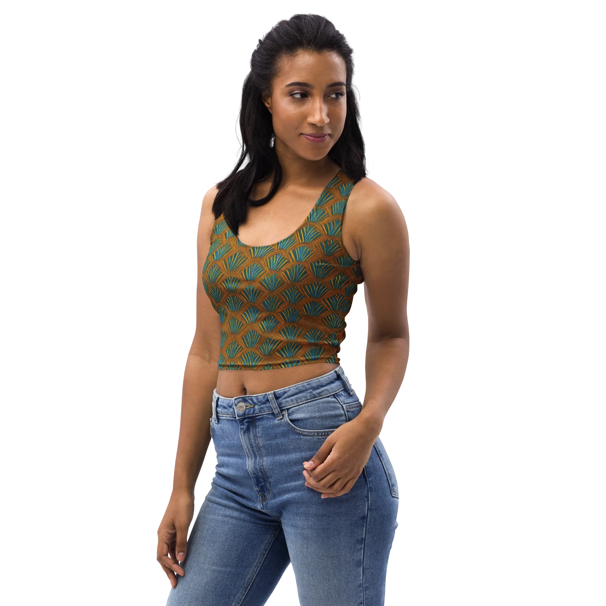 Gilded Fanfare on Crop Top — Left Front