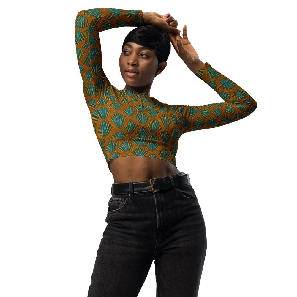 Gilded Fanfare on Long Sleeve Crop Top — Front