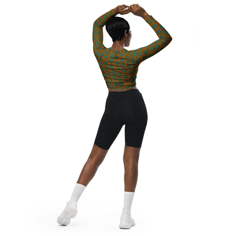 Gilded Fanfare on Long Sleeve Crop Top — Back