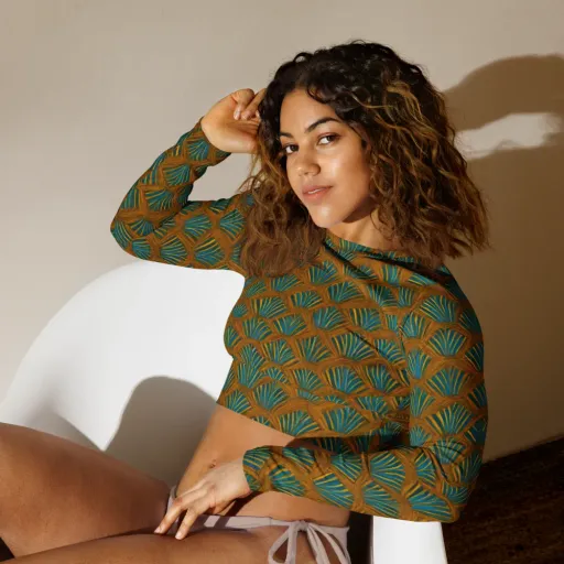Gilded Fanfare on a Long Sleeve Crop Top