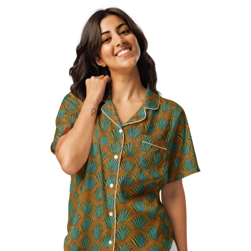 Gilded Fanfare on a Women's Short Sleeve Pajama Top