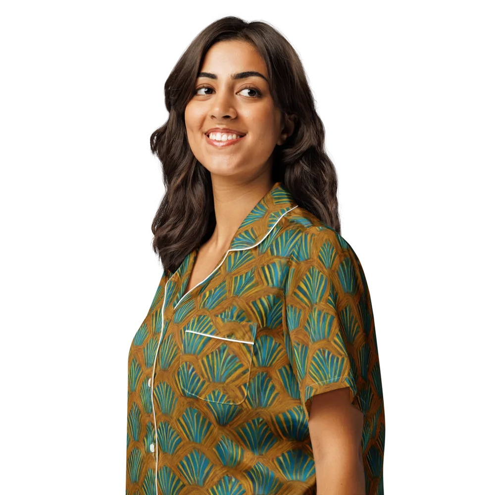 Gilded Fanfare on Women's Short Sleeve Pajama Top — Left Front