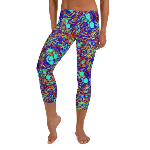 Aqua Flame on a Capri Leggings
