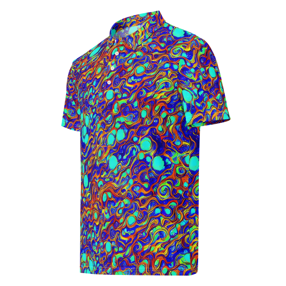 Aqua Flame on Men's Slim Fit Polo Shirt — Left Front