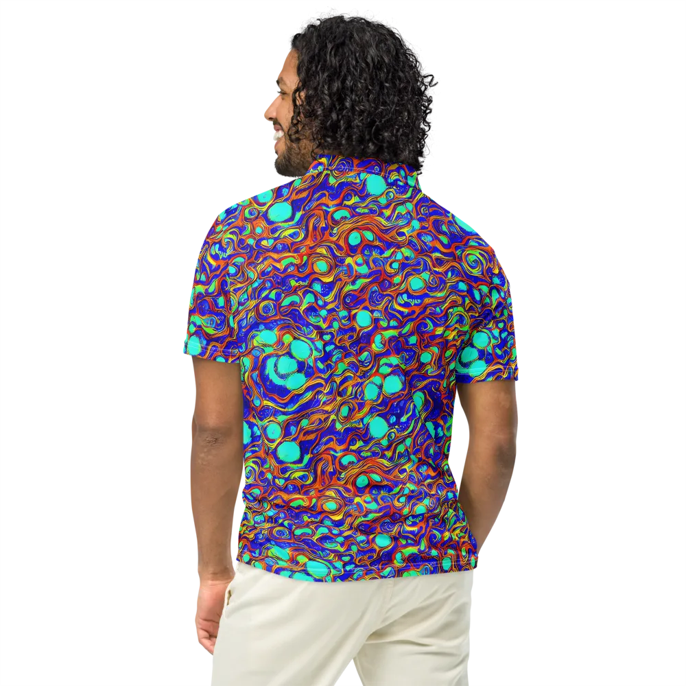 Aqua Flame on Men's Slim Fit Polo Shirt — Back