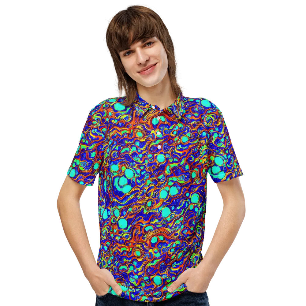 Aqua Flame on Men's Slim Fit Polo Shirt — Front