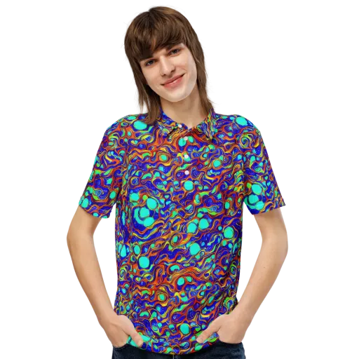 Aqua Flame on a Men's Slim Fit Polo Shirt