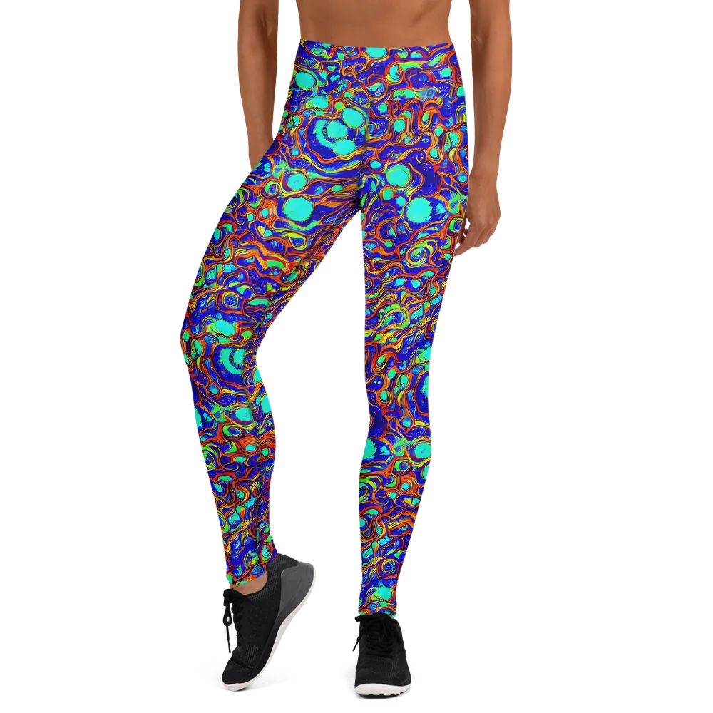 Aqua Flame on Yoga Leggings — Front