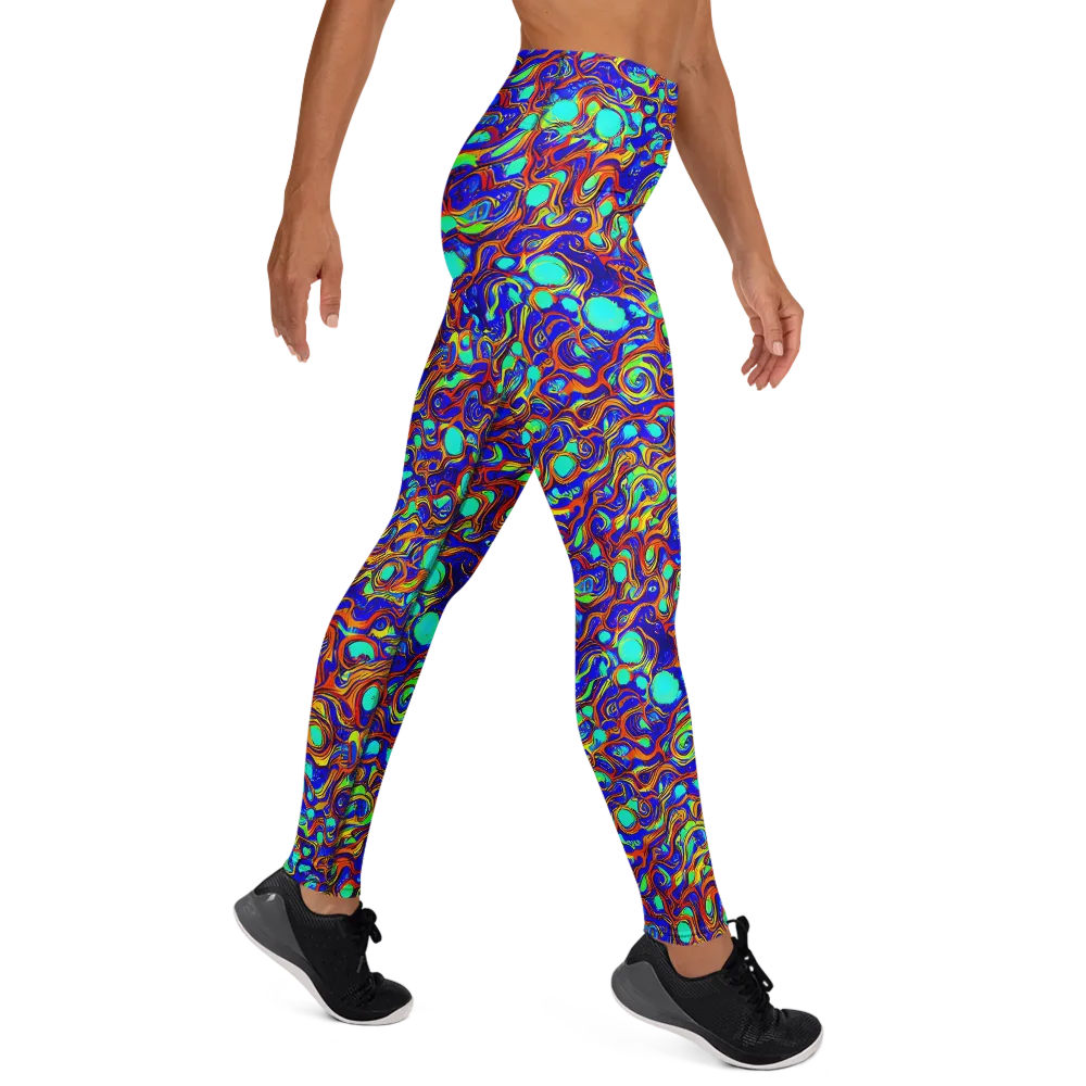 Aqua Flame on Yoga Leggings — Right