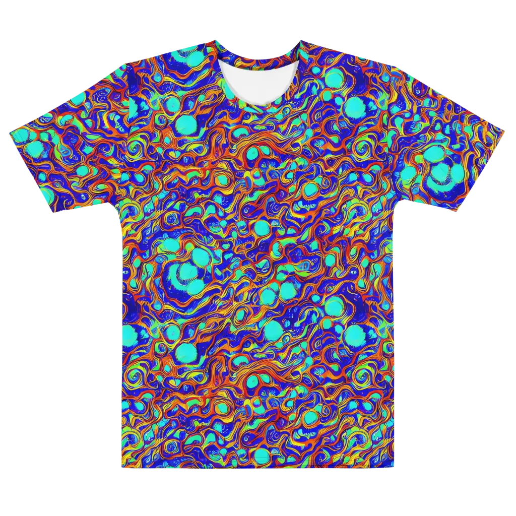 Aqua Flame on Men's Cotton Crew Neck T-Shirt — Front
