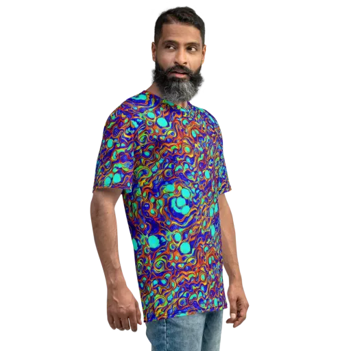 Aqua Flame on a Men's Crew Neck T-Shirt